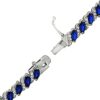 Blue Sapphire Marquise-Cut Tennis Bracelet White Topaz Accents
