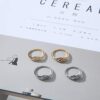 micuco 14K Gold Signet Rings for Women Sunflower