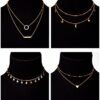BBTO 4 Pieces Layered Pendant Choker Necklace
