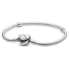 PANDORA Jewelry Moments Heart Clasp Snake Chain Charm