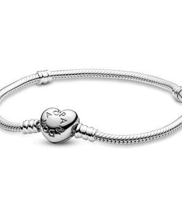 PANDORA Jewelry Moments Heart Clasp Snake Chain Charm