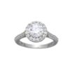Platinum-Plated Sterling Silver Round-Cut Halo Ring