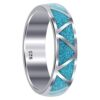 Turquoise Gemstone Wedding Band Sterling Silver