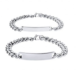 Personalized His and Hers Matching Couples Bracelets Set