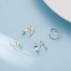 Hypoallergenic Cartilage Ear Piercing Wrap Earring Studs in White Gold