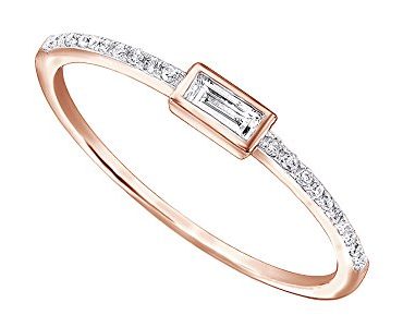 Diamond 10K Solid Gold Engagement Wedding Stackable Band Ring