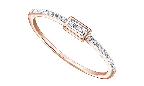 Diamond 10K Solid Gold Engagement Wedding Stackable Band Ring