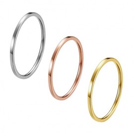 IFUAQZ 3pcs 1mm Stainless Steel Plain Stacking Midi Rings