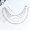 Silver Rhinestones Belly Waist Chain Boho Layered