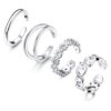 Adramata 4 Pcs Sterling Silver Adjustable Rings Set for Women, Featuring Daisy, Celtic Knot, and Simple Designs.