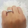 Captivating 5 Stone Diamond Bridal Ring Set in 14K White Gold - Timeless Elegance for Size 5.5