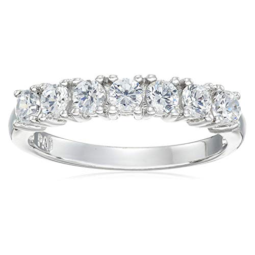Size 6 Platinum-Plated Zirconia Classic Prong-Set Wedding or Anniversary Ring
