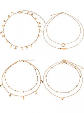 BBTO 4 Pieces Layered Pendant Choker Necklace