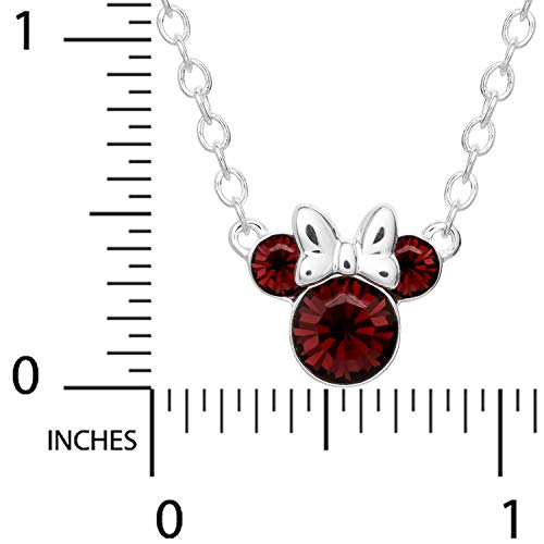 Disney Minnie Mouse Crystal Birthstone Silver Plated Pendant