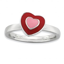 Sterling Silver Enameled Hearts Band Ring Size 5.00