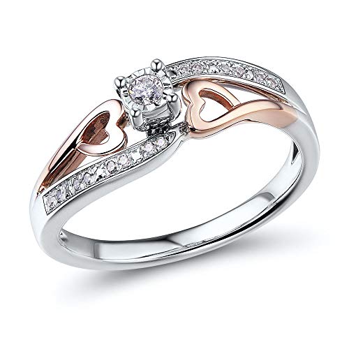 Diamond Promise Ring in 10k Rose Gold and Sterling Silver