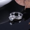 Moissanite Stone Engagement Ring Solitare with Accents Sterling Silver
