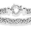 Miabella Sterling Silver Italian 9mm Classic Byzantine Chain Bracelet