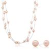 Gem Stone Pink Cultured Freshwater Pearl Necklace Earrings Set