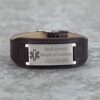 Personalized Custom Free Engraved Brown Black Leather Stainless Steel