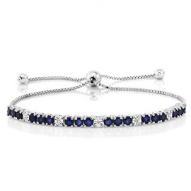 Blue Sapphire and White Diamond Tennis Bracelet Jewelry
