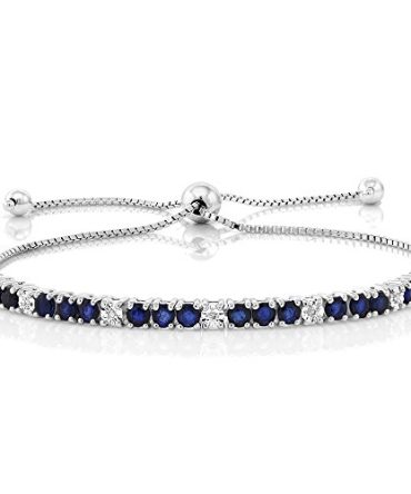 Blue Sapphire and White Diamond Tennis Bracelet Jewelry
