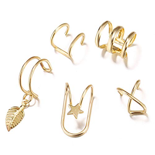 18K Gold Plated Ear Cuffs Leaf Clip Earrings