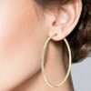 18K Gold Hoop Earrings High Polished Knife Edge Miabella