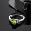 Ring Gem Stone King 0.70 Ct Oval Green Peridot White Diamond