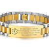 Free Engraving Medical Alert ID Jewelry-15.5MM Two-tone Stainless Steel