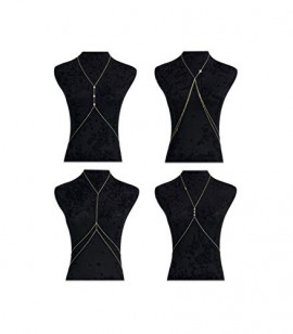 Masedy 4Pcs 18K Gold-Plated Sexy Crossover Body Belly Chains