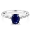 Elegant Blue Sapphire & Diamond Ring in 10K White Gold - Timeless Beauty for Size 8