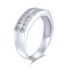 Bling Jewelry Double Row Princess Cut CZ Wedding Band Ring - Sterling Silver Size 7