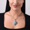 American West Sterling Silver Blue Turquoise Diamond Pendant Enhancer - Bold and Beautiful Western Jewelry
