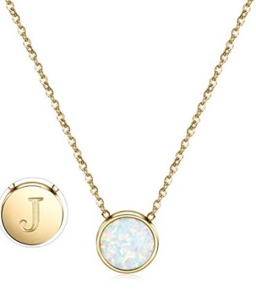 Opal Necklace Gold Plated Round Disc Pendant Enhancers