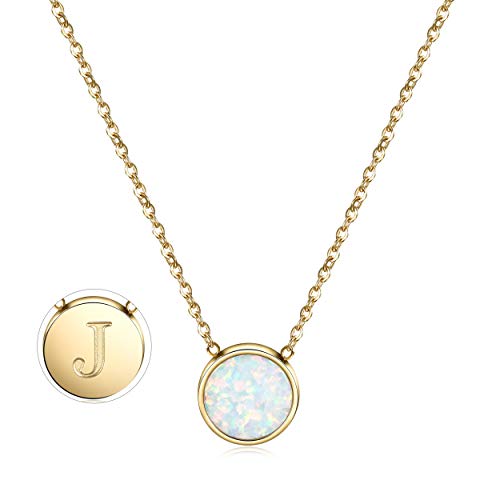Opal Necklace Gold Plated Round Disc Pendant Enhancers