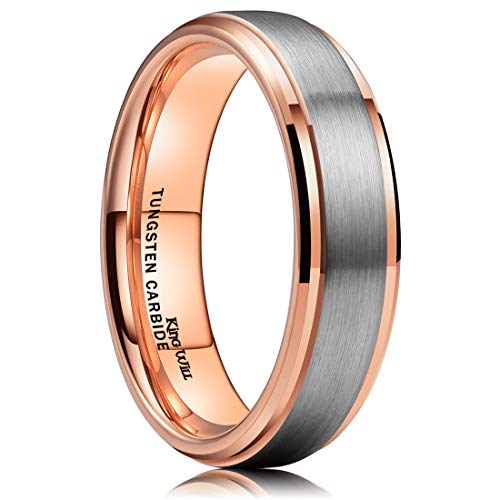 18k Rose Gold Plated Tungsten Carbide Ring Two Tone Wedding Band