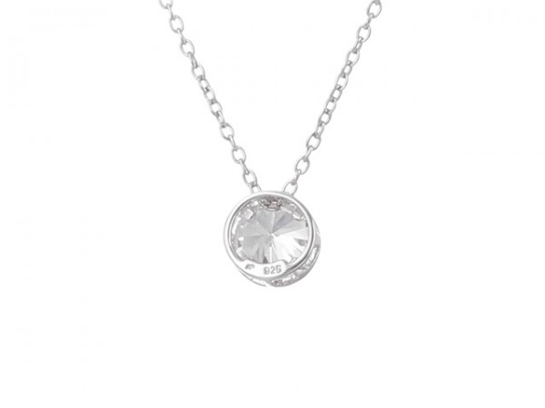 6.5mm Cubic Zirconia Bezel Set Solitaire Pendant Platinum Plated