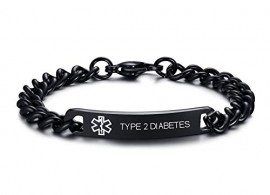 Type 2 Diabetes Mens Womens 8MM Stainless Steel Medical Alert Identification