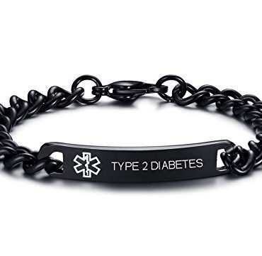 Type 2 Diabetes Mens Womens 8MM Stainless Steel Medical Alert Identification