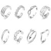 8PCS Toe Rings Adjustable Silver Toe Ring Open Tail Ring