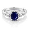 Gem Stone King 925 Sterling Silver Blue Sapphire and White Diamond