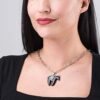 Spirit of the Southwest: Sterling Silver Black Agate Horse Pendant – Handmade in the USA
