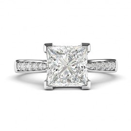 10k White Gold Solitaire 1.5ct Simulated Princess Engagement Ring