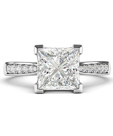 10k White Gold Solitaire 1.5ct Simulated Princess Engagement Ring