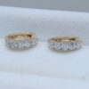 Rose Gold 14K Round Lab Grown White Diamond Ladies Hoop Earrings