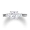 Ioka - 14K Solid White Gold 1.5 Ct. Princess Cut 3 Stone
