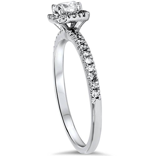 5/8 Carat Cushion Halo Diamond Engagement Wedding Ring Set