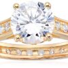 18k Yellow Gold Zirconia Solitaire Eternity Band Engagement Promise Ring