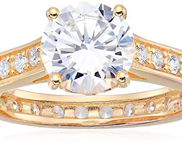 18k Yellow Gold Zirconia Solitaire Eternity Band Engagement Promise Ring